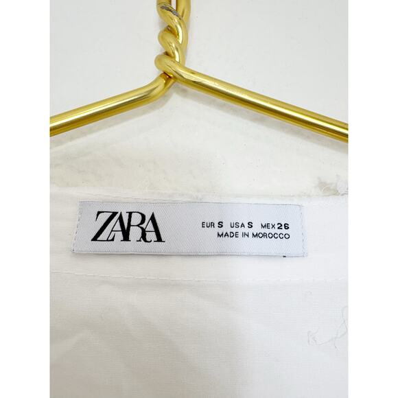 Zara White Long Poplin Midi Dress Size Small Cotton Lagenlook Quiet Luxury - Picture 5 of 15